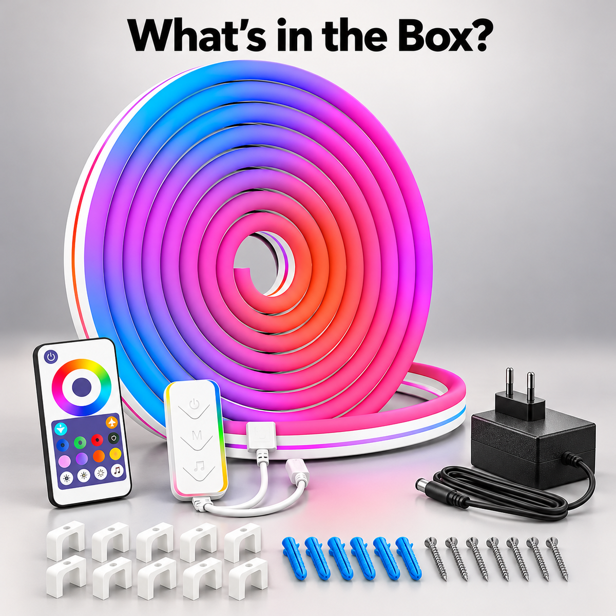 Glowinex Flow Spectrum colour-changing RGBIC neon strip, product gallery image