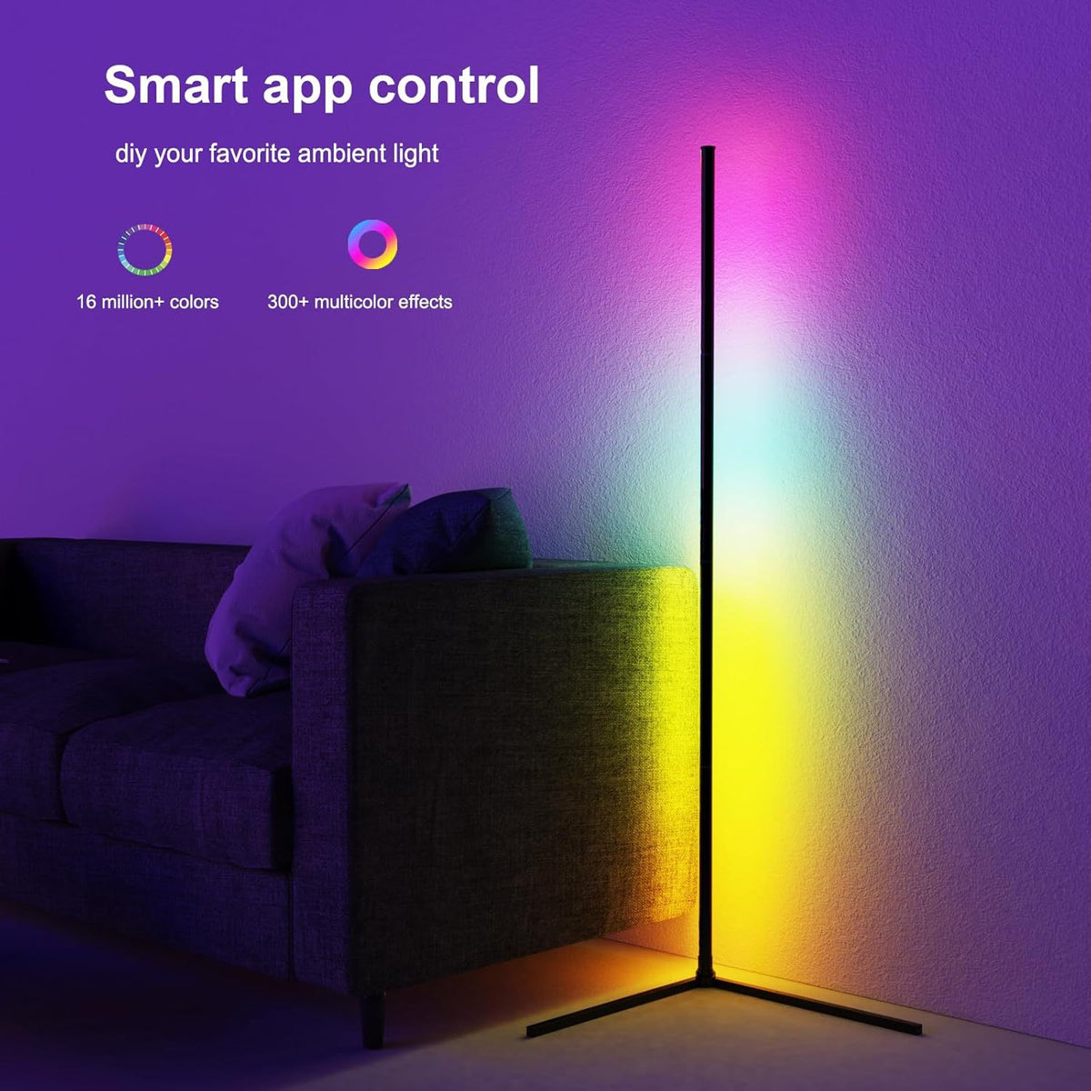 Glowinex Aura Core sectional LED floor lamp available in three heights, additional product photo