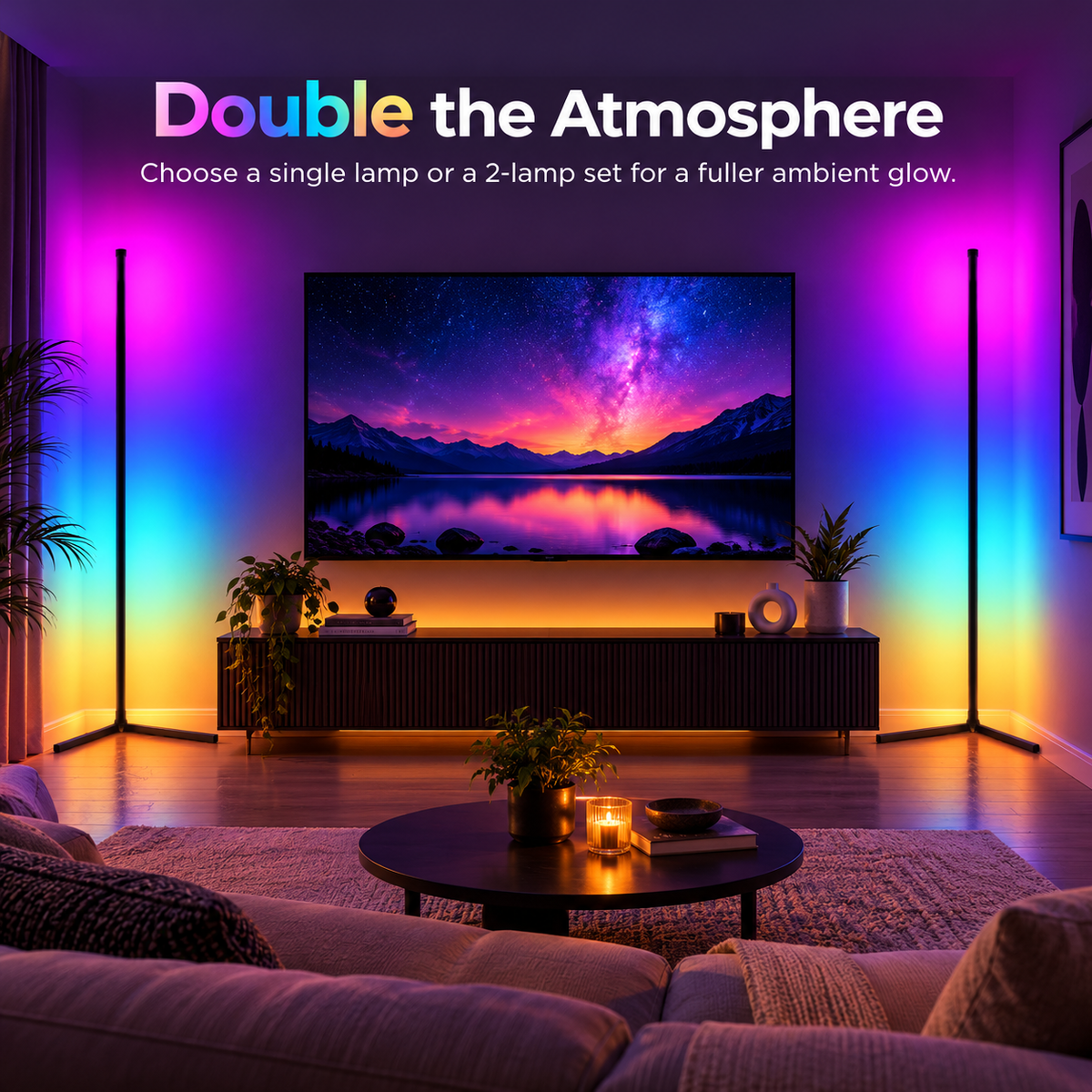 Glowinex Aura Core RGB floor lamp with supported music-reactive lighting modes