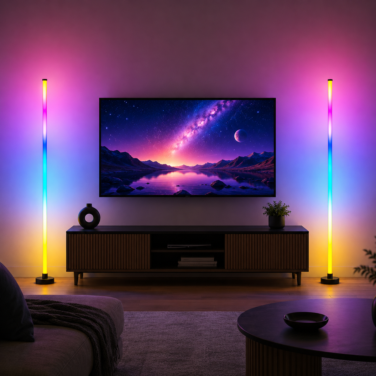 Glowinex Aura Orbit ambient floor lamp with RGB LED lighting