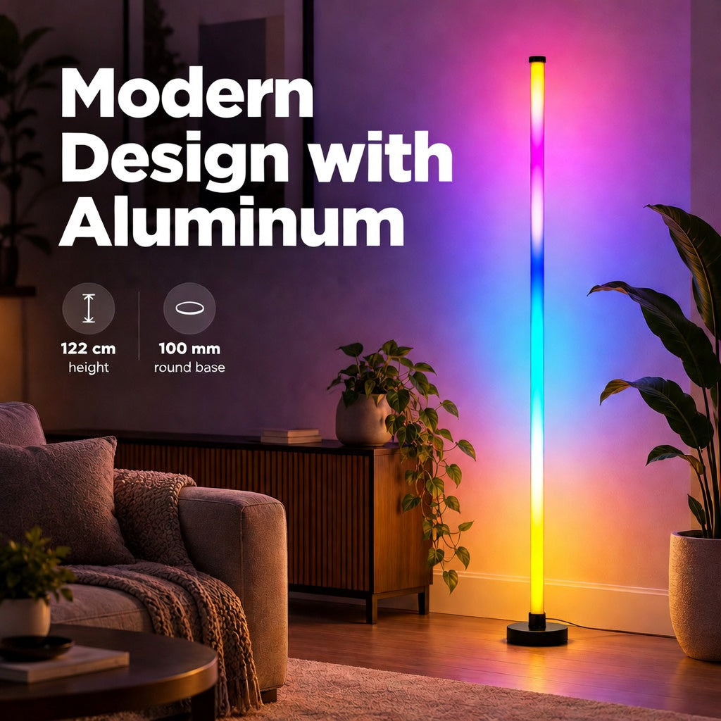 Glowinex Aura Orbit floor lamp vertical light and base detail
