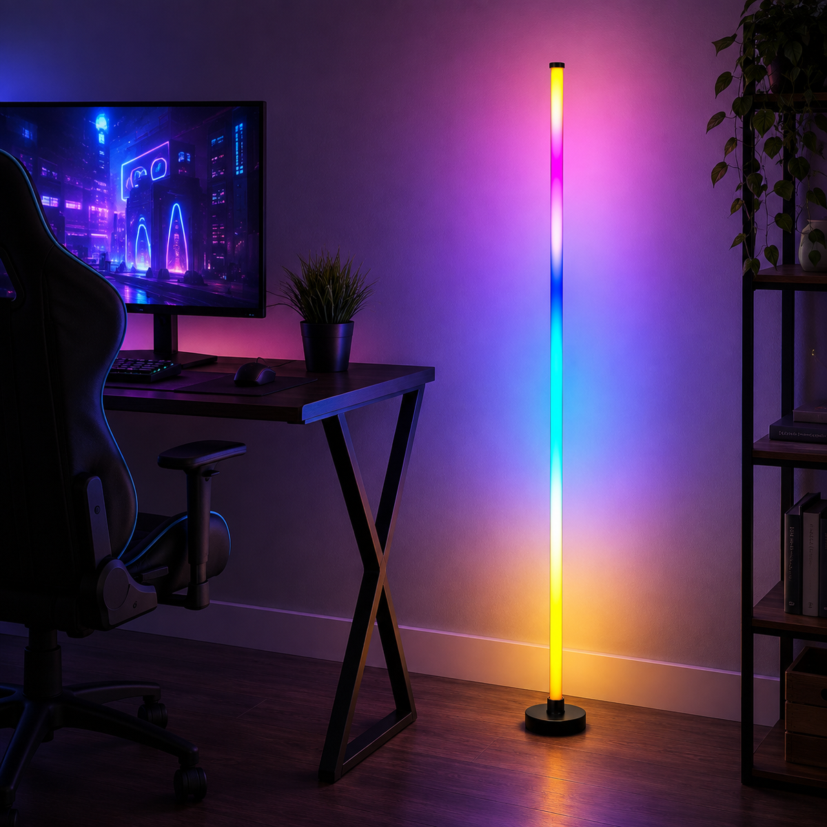 Glowinex Aura Orbit modern corner floor lamp with circular base