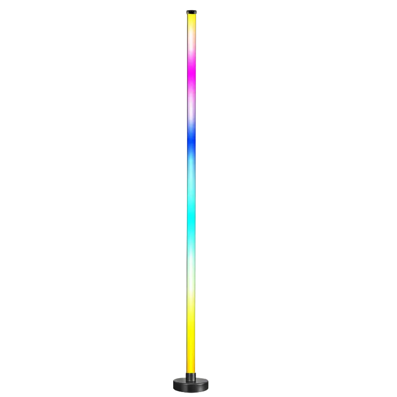 Glowinex Aura Orbit RGB floor lamp with slim vertical light and circular base