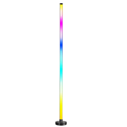 Glowinex Aura Orbit RGB floor lamp with slim vertical light and circular base
