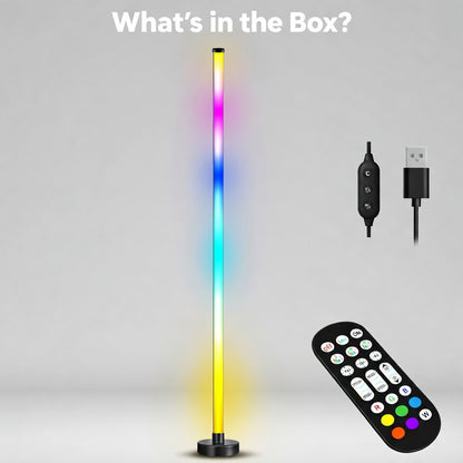 Glowinex Aura Orbit RGB floor lamp – What's in the Box? product contents infographic, first image