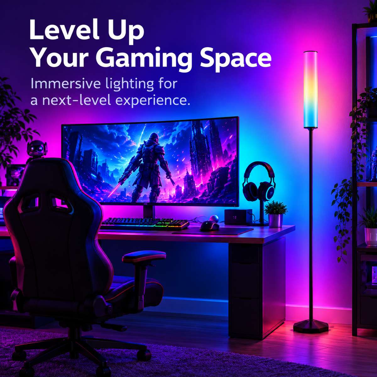 Glowinex Aura RGBIC standing lamp for living-room or bedroom ambience