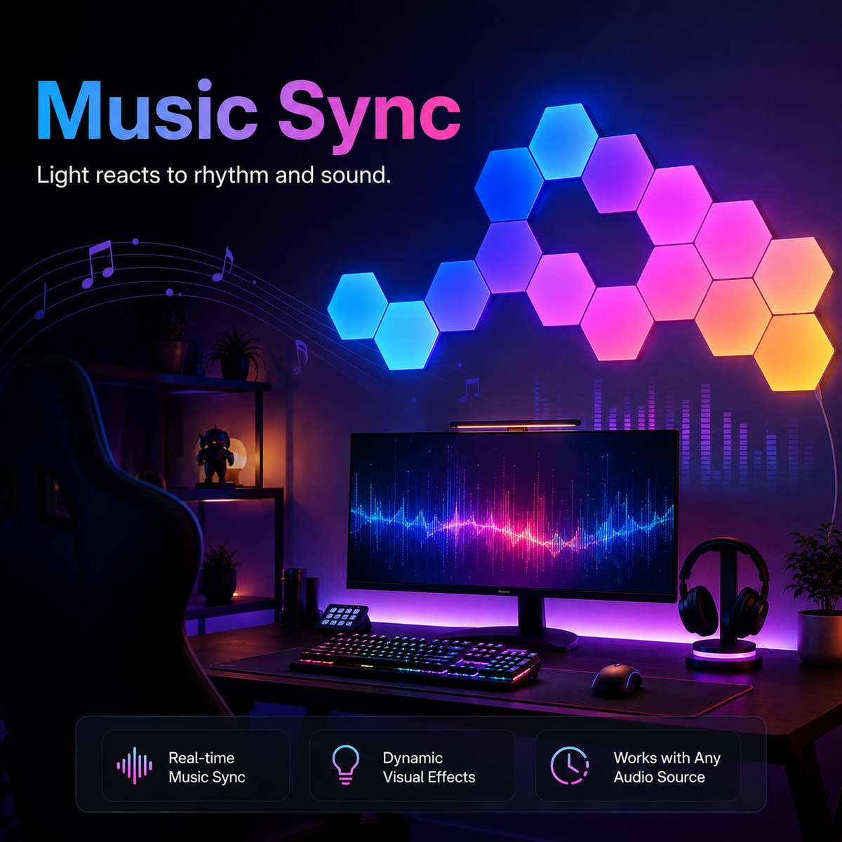 Glowinex Edge Hexagon LED light panel design
