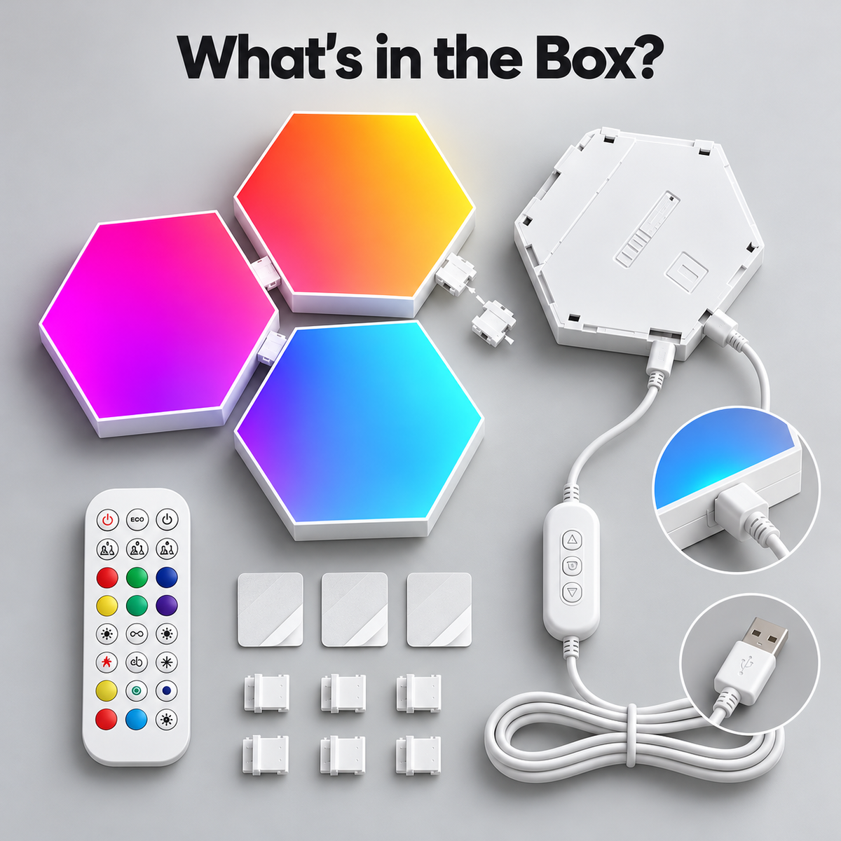 Glowinex Edge Hexagon geometric RGB light panels for decorative wall lighting, additional product view