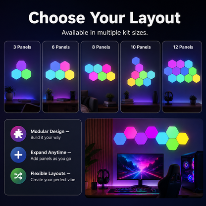 Glowinex Edge Hexagon modular wall lighting