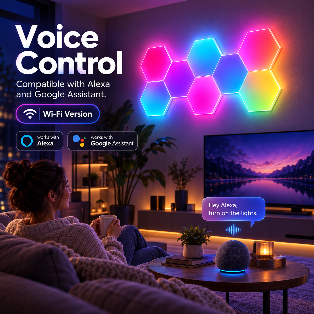 Glowinex Edge Hexagon RGB light panels product view