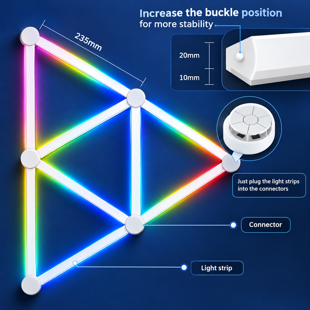 Glowinex Edge Link connectable modular RGB light bars for geometric wall lighting