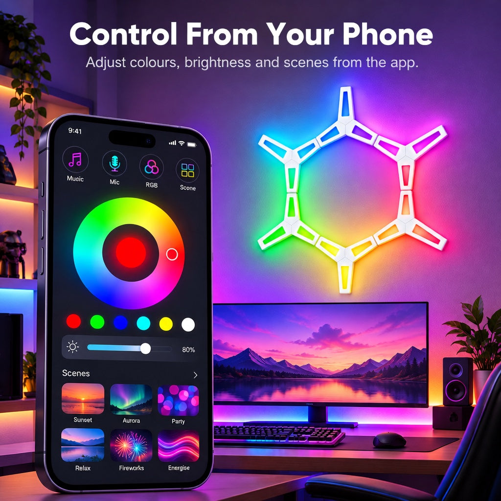 Glowinex Edge Nexus RGBIC wall lighting panel set, additional product view