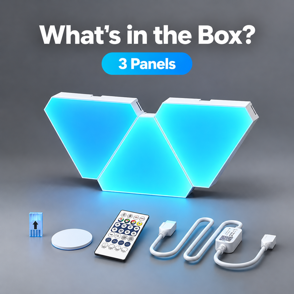 Glowinex Edge Triangle modular RGB wall lighting with triangular LED panels, product view