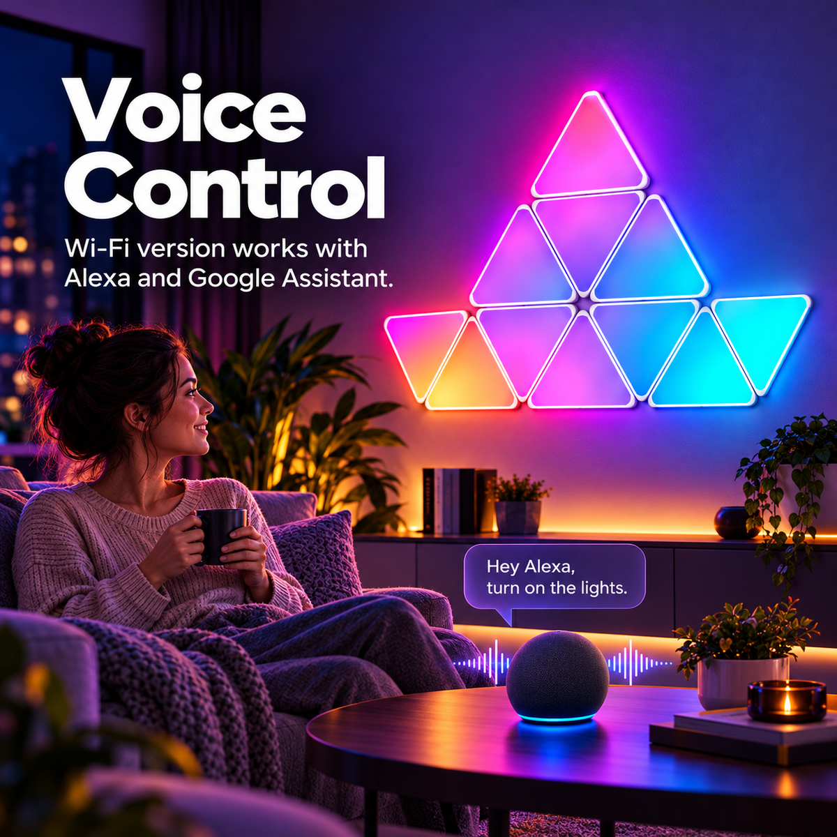 Glowinex Edge Triangle modular RGB wall light panels, additional product view