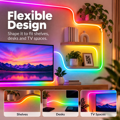 Glowinex Flow Curve flexible neon-style RGB accent lighting strip, gallery image