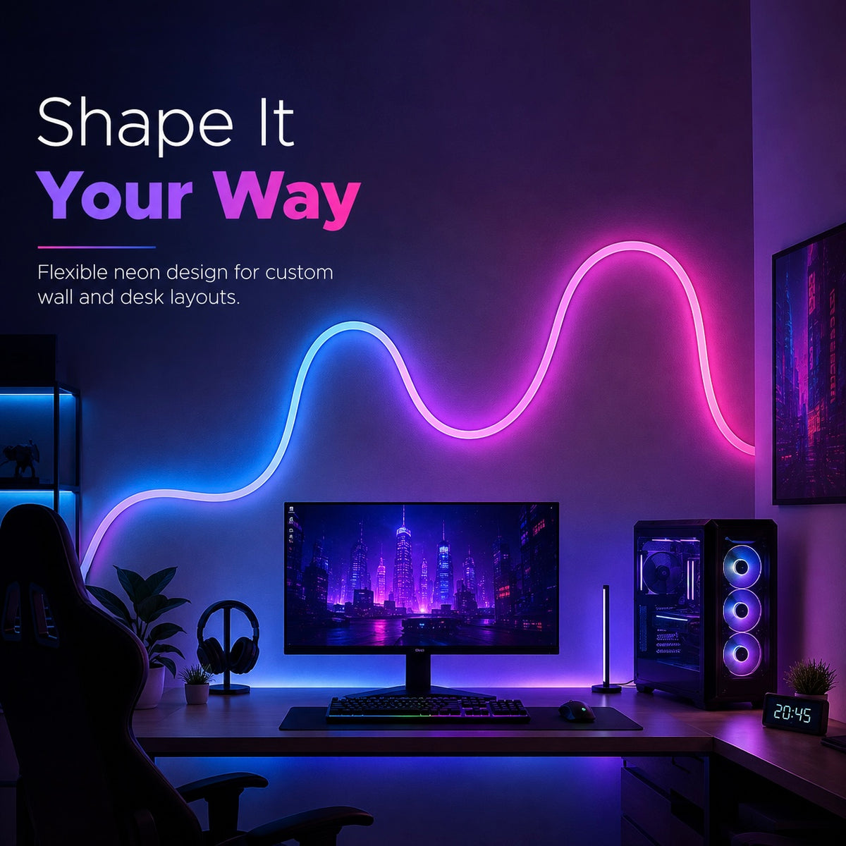Glowinex Flow Spectrum decorative LED neon light strip, additional product photograph