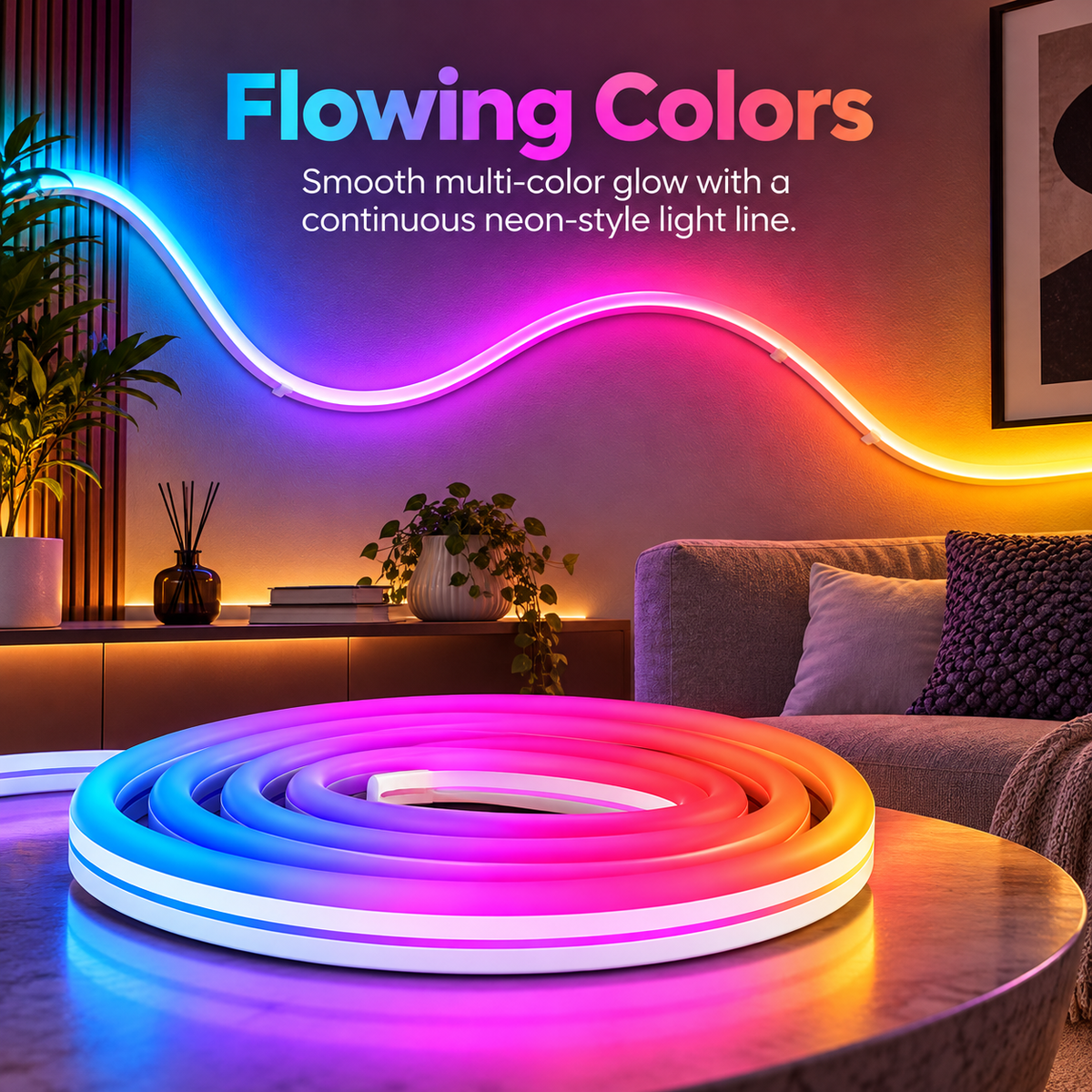 Glowinex Flow Spectrum RGBIC neon-style ambient lighting strip, gallery view