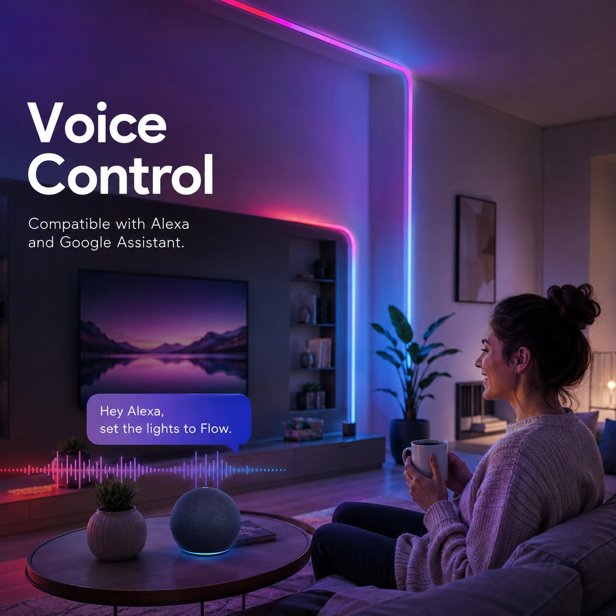 Glowinex Flow Spectrum smart neon light strip offered in Bluetooth and Wi-Fi plus Bluetooth versions