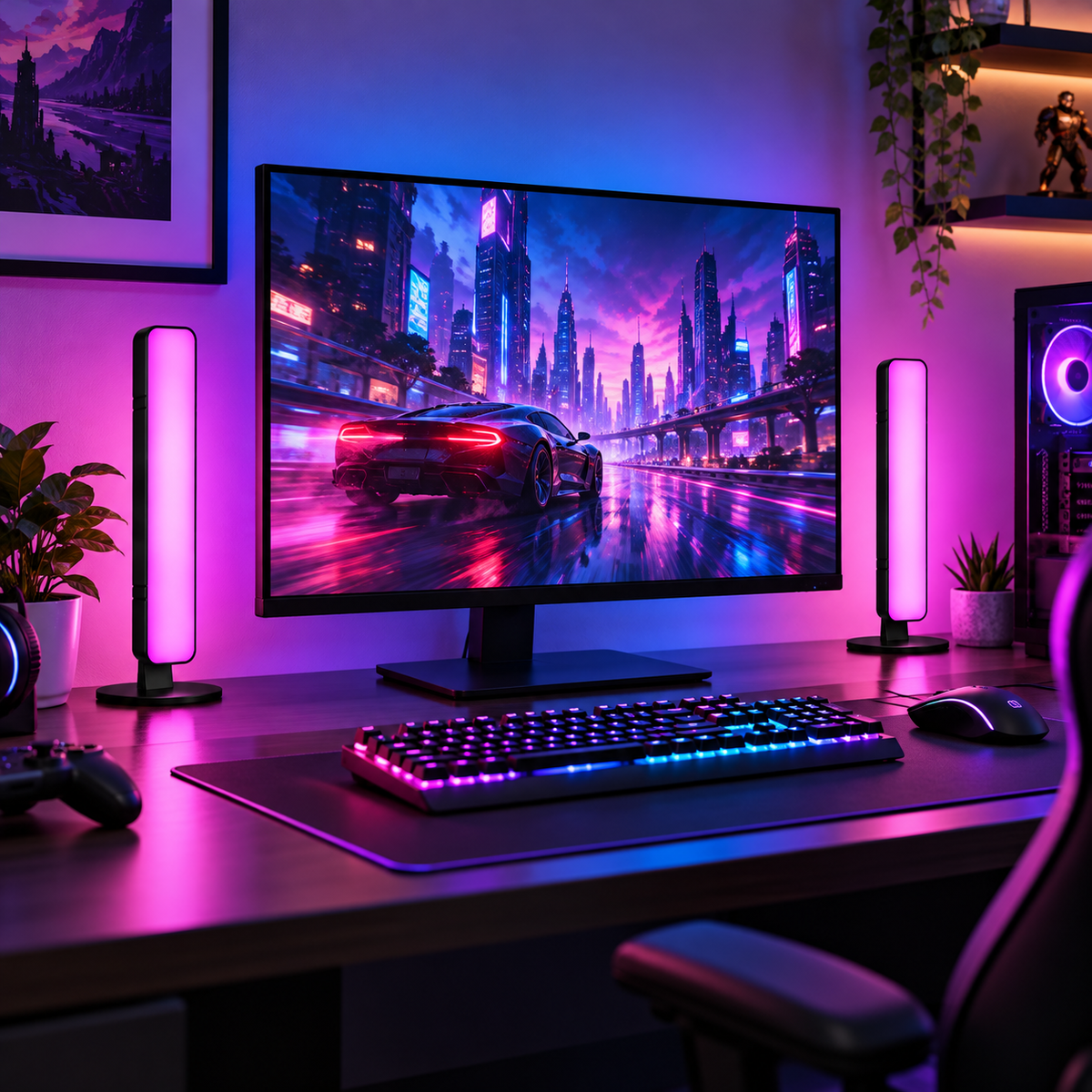 Glowinex Halo Rhythm RGB light bar with 24-key remote control, product gallery view