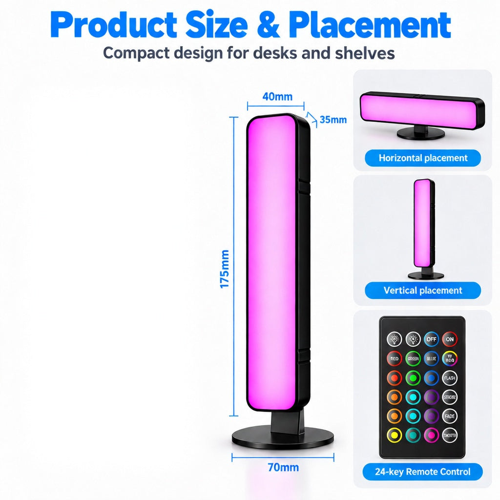 Glowinex Halo Rhythm RGB music-reactive light bar for desktop accent lighting, additional photograph