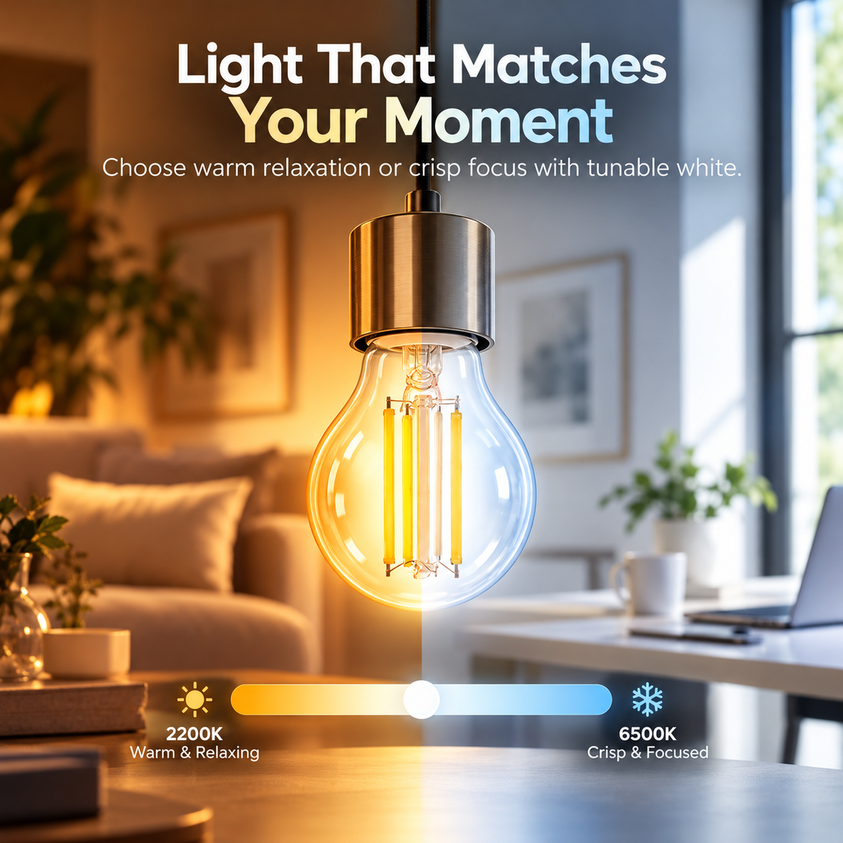 Glowinex Luma Tone E27 smart bulb with compatible app control, gallery image