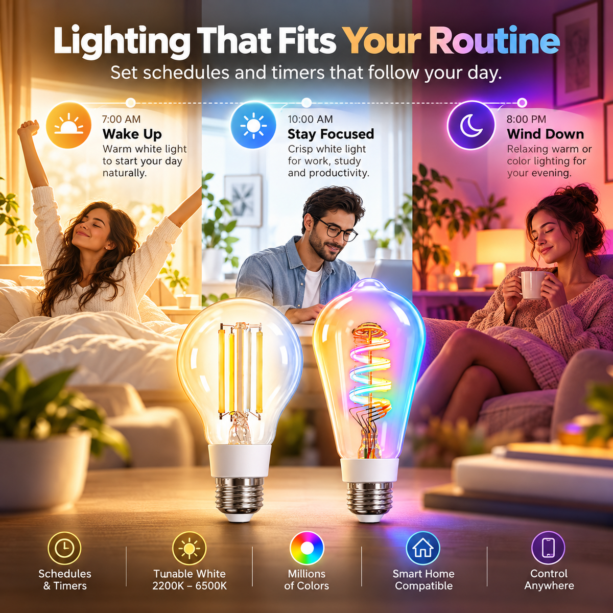 Glowinex Luma Tone E27 Wi-Fi smart LED bulb, additional product gallery view
