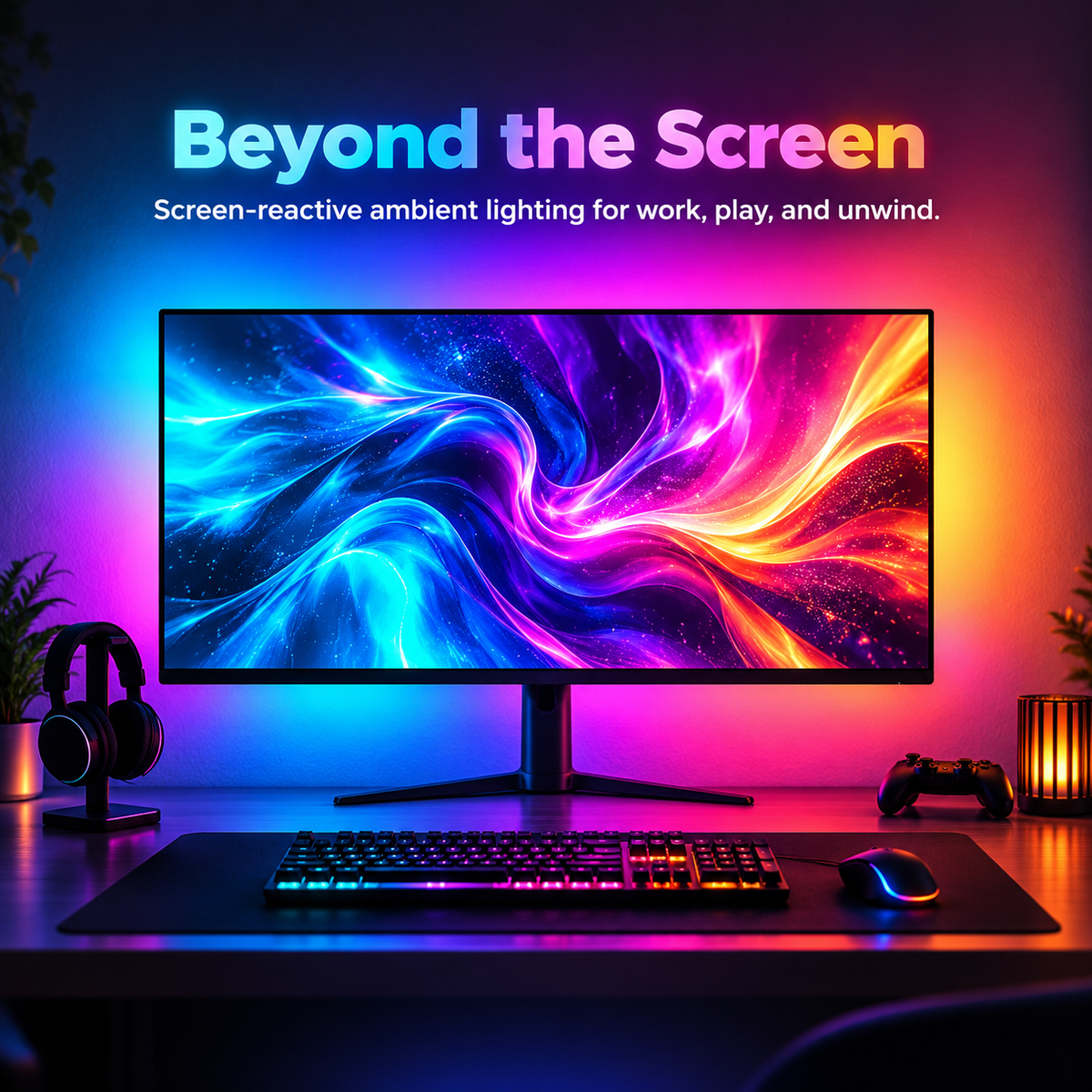 Glowinex Sync Frame RGB ambient monitor lighting, additional product gallery view