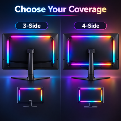 Glowinex Sync Frame RGB monitor backlighting system with three-side and four-side kit options