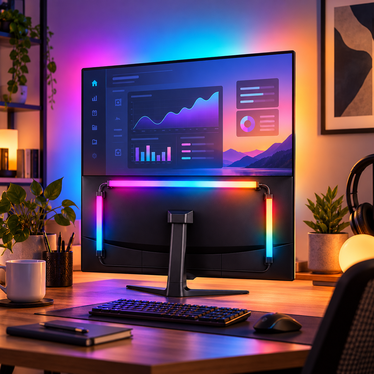Glowinex Sync Frame RGB LED monitor backlight for ambient desktop lighting, product view