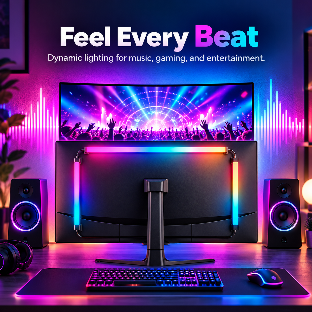Glowinex Sync Frame RGB LED backlight strip for compatible 24 to 34 inch monitors