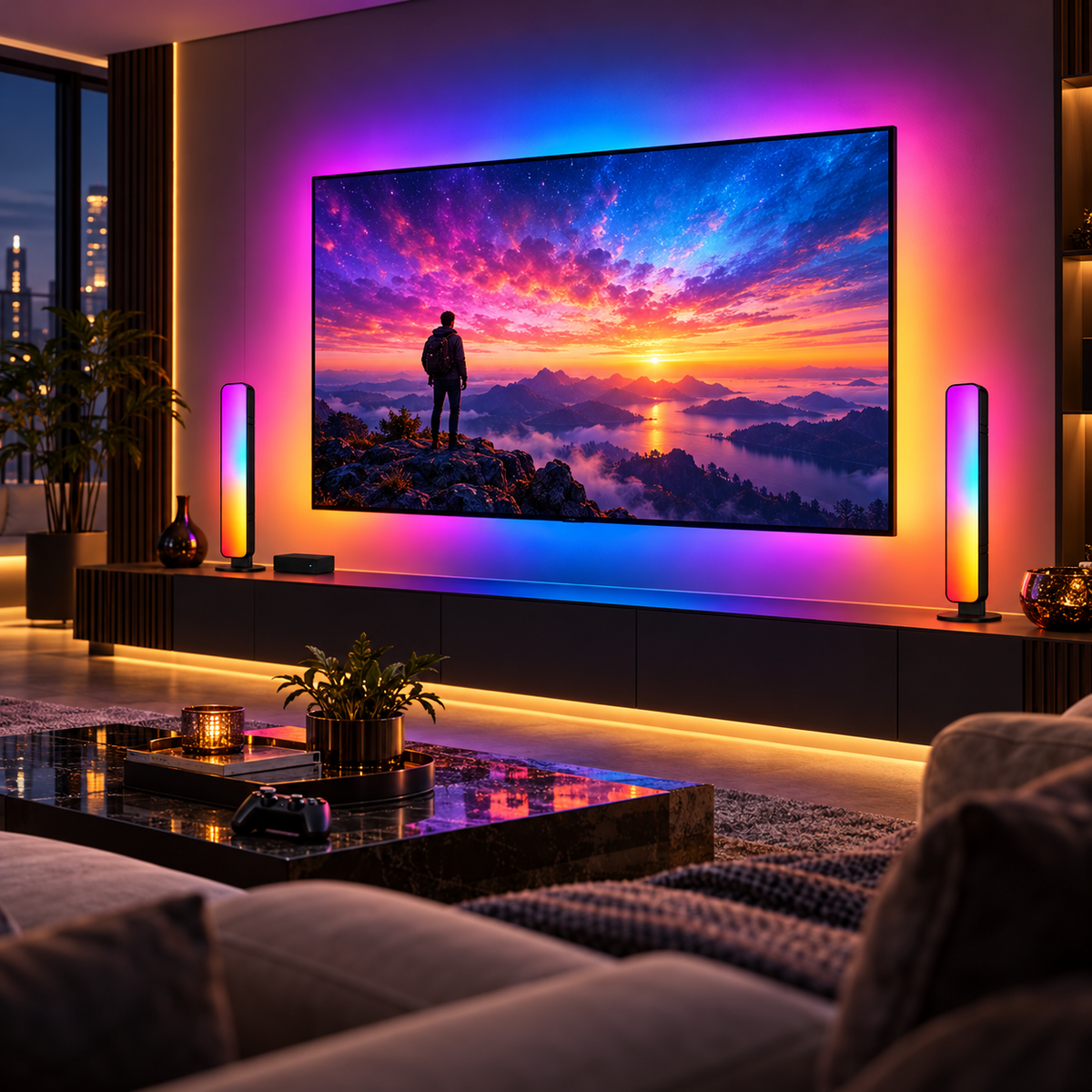 Glowinex Sync Signal HDMI-controlled ambient lighting for a compatible display