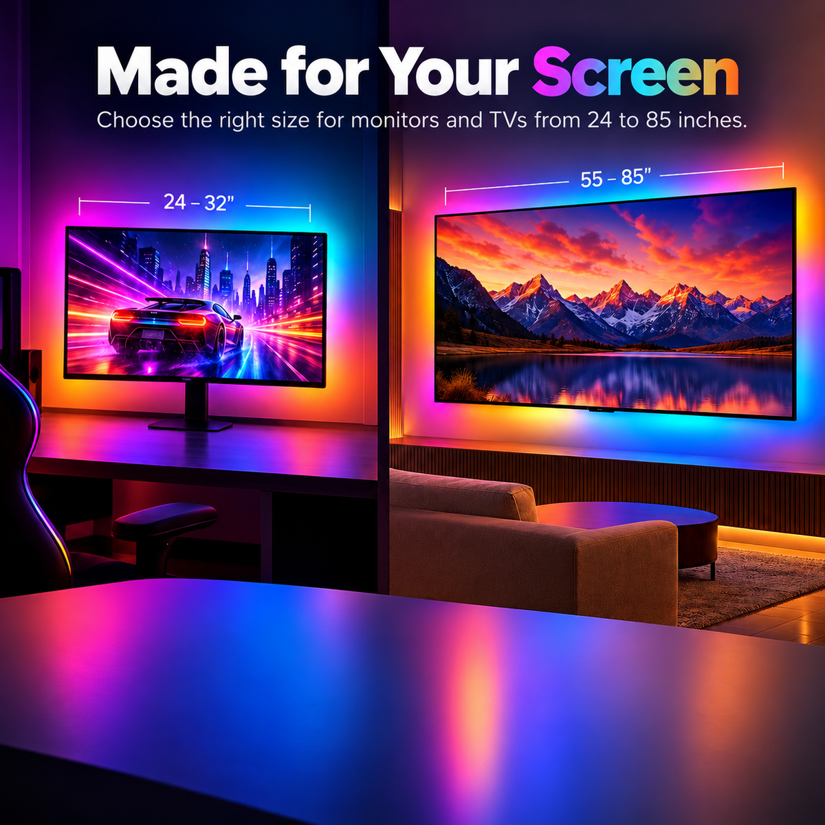 Glowinex Sync Signal RGB light kit for compatible TVs and monitors, gallery image