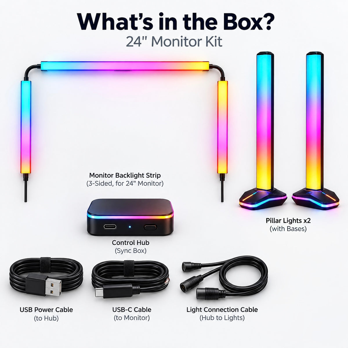 Glowinex Sync Stage RGB light bars and monitor lighting kit, additional product photograph