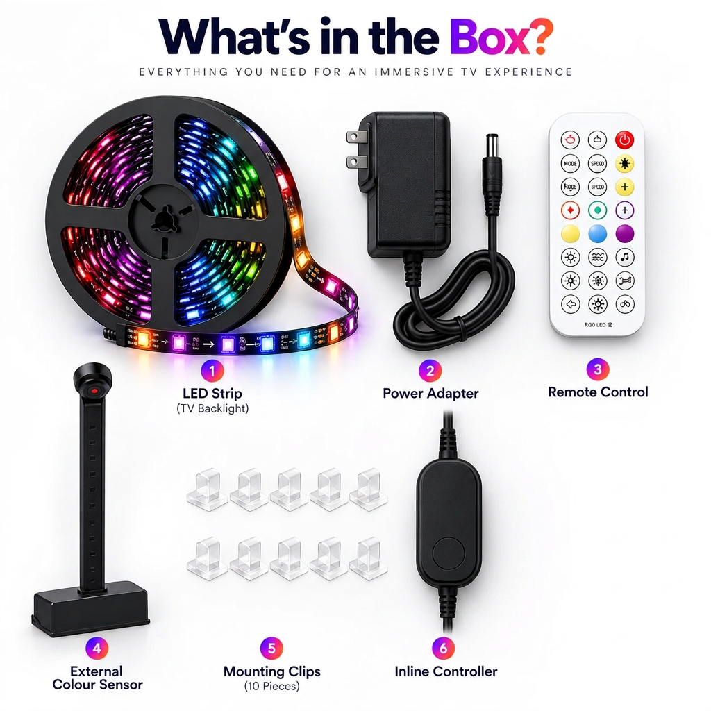 Glowinex Sync Vision TV backlight kit with external screen-colour sensor, additional product image