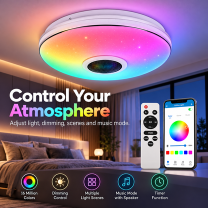 Glowinex Zenith Pulse modern round RGB LED ceiling light, additional gallery image
