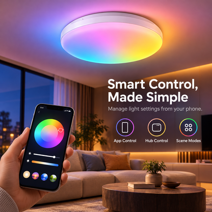 Glowinex Zenith Sol round smart ceiling light rated at 2500 lumens, product gallery view