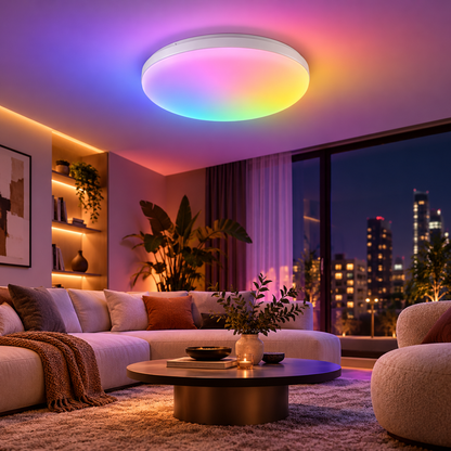 Glowinex Zenith Sol round ceiling light with tunable white LED lighting, product view